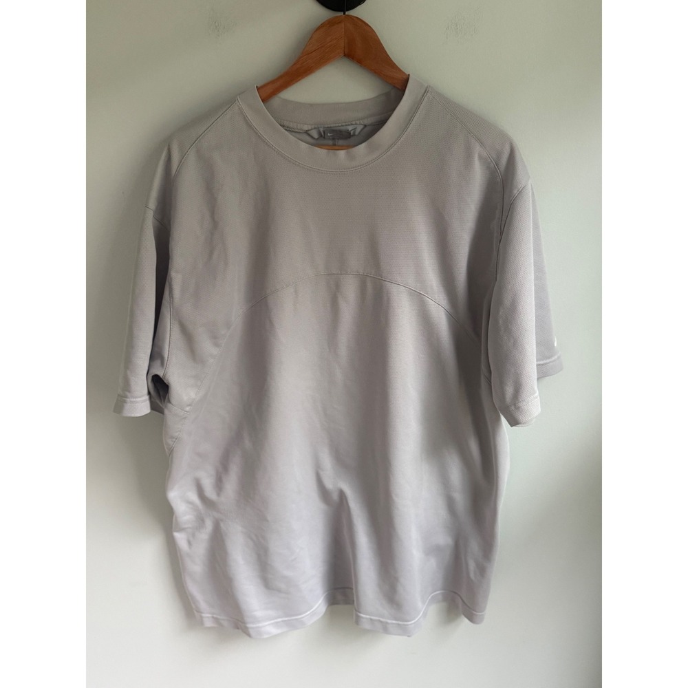 Nike Mens XXL Grey Short Sleeve Athletic Training T-Shirt White Side Stripes